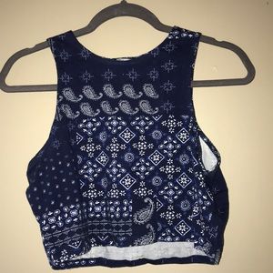 Cute blue and white cropped tank